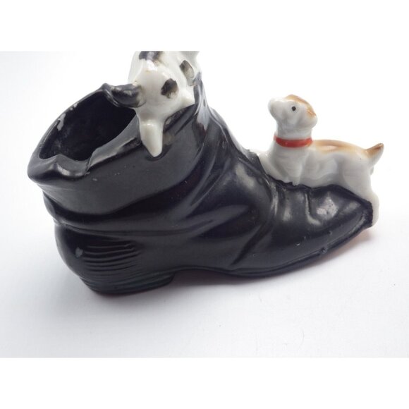 Old Boot Ashtray Dog Chasing Cat Planter Pen Holder Vintage Ceramic - Picture 3 of 9